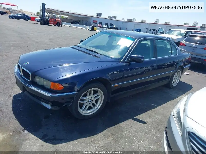 2000 BMW 740Il VIN: WBAGH8347YDP07506 Lot: 42478767