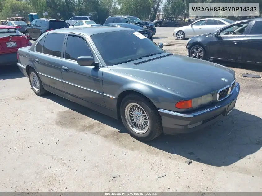 2000 BMW 740Il VIN: WBAGH8348YDP14383 Lot: 42623041