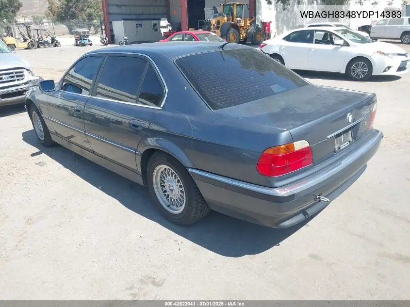 2000 BMW 740Il VIN: WBAGH8348YDP14383 Lot: 42623041