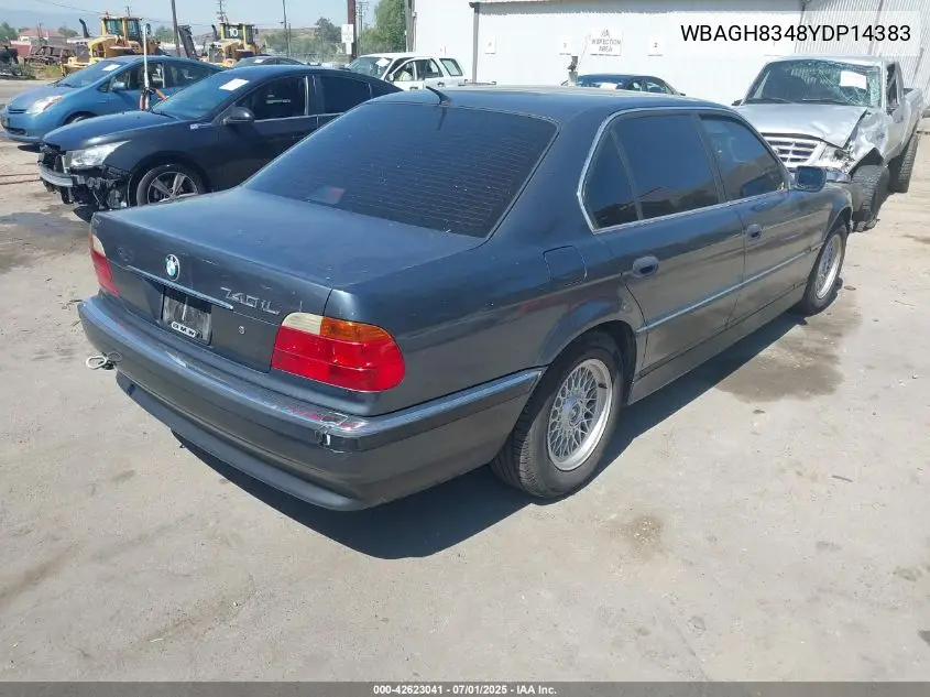 2000 BMW 740Il VIN: WBAGH8348YDP14383 Lot: 42623041