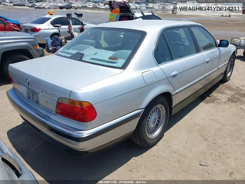 2000 BMW 740Il VIN: WBAGH8341YDP14211 Lot: 42671152