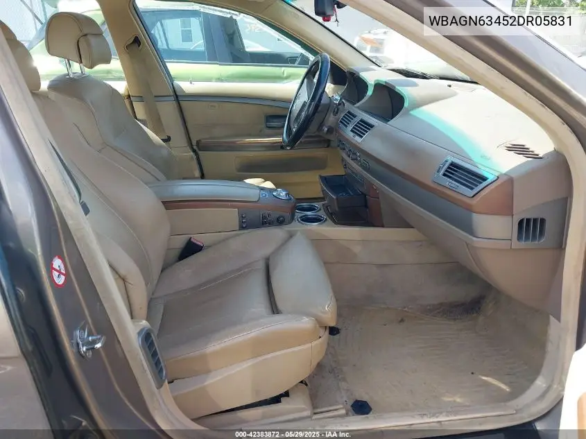 2002 BMW 745Li VIN: WBAGN63452DR05831 Lot: 42383872
