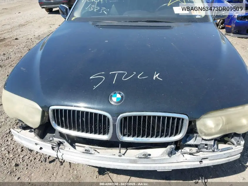 2003 BMW 745Li VIN: WBAGN63473DR09509 Lot: 42061188