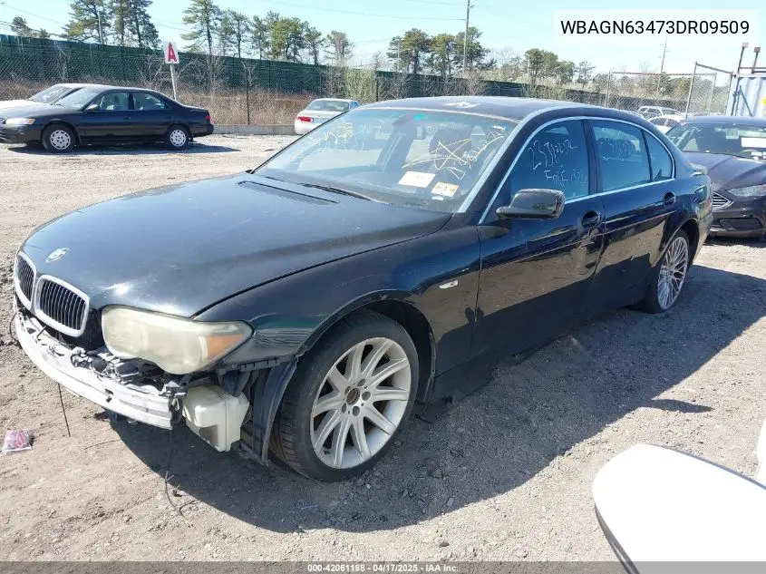 2003 BMW 745Li VIN: WBAGN63473DR09509 Lot: 42061188