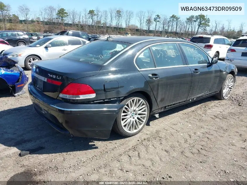 2003 BMW 745Li VIN: WBAGN63473DR09509 Lot: 42061188
