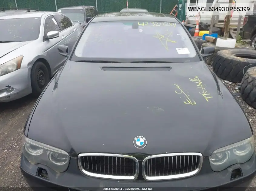 2003 BMW 745I VIN: WBAGL63493DP65399 Lot: 42320284