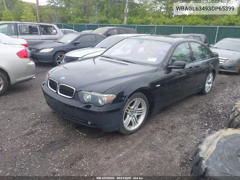 2003 BMW 745I VIN: WBAGL63493DP65399 Lot: 42320284