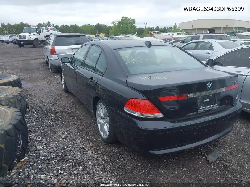 2003 BMW 745I VIN: WBAGL63493DP65399 Lot: 42320284