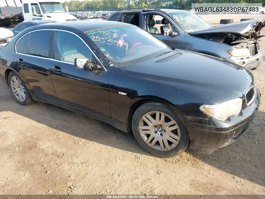 2003 BMW 745I VIN: WBAGL63483DP67483 Lot: 42427241