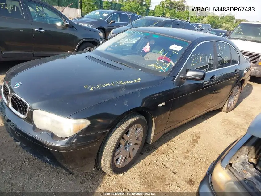 2003 BMW 745I VIN: WBAGL63483DP67483 Lot: 42427241