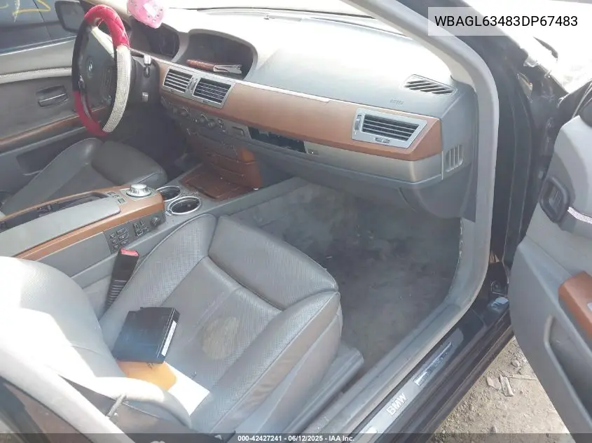 2003 BMW 745I VIN: WBAGL63483DP67483 Lot: 42427241