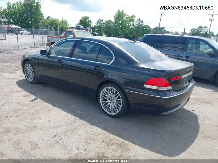 2003 BMW 760Li VIN: WBAGN83463DK10660 Lot: 42521244