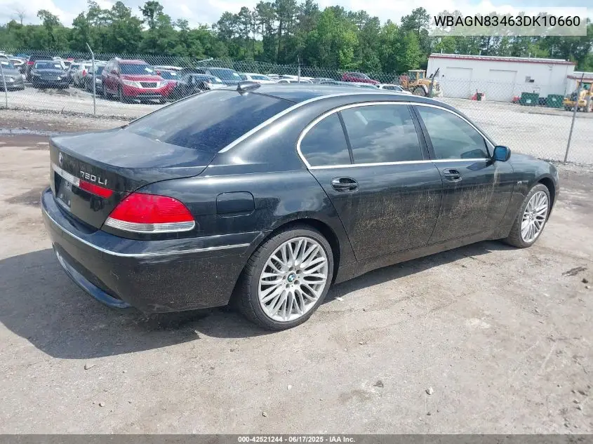 2003 BMW 760Li VIN: WBAGN83463DK10660 Lot: 42521244
