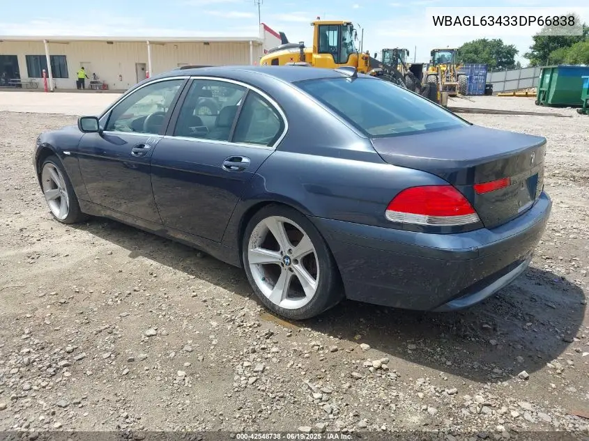 2003 BMW 745I VIN: WBAGL63433DP66838 Lot: 42548738
