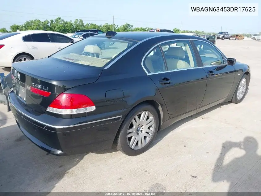 2003 BMW 745Li VIN: WBAGN63453DR17625 Lot: 42648312