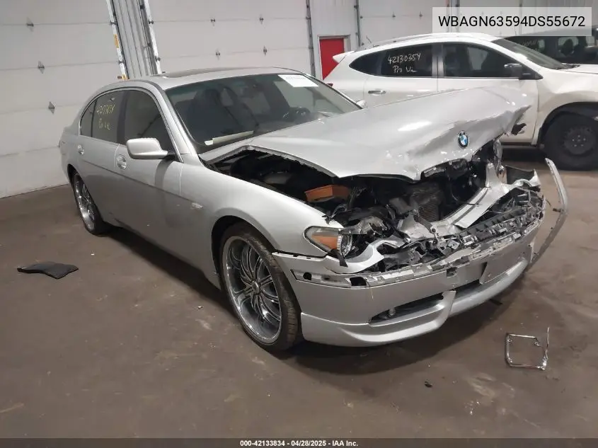 2004 BMW 745Li VIN: WBAGN63594DS55672 Lot: 42133834