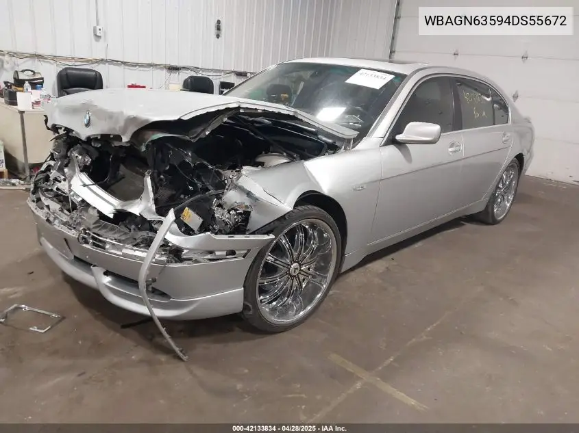 2004 BMW 745Li VIN: WBAGN63594DS55672 Lot: 42133834