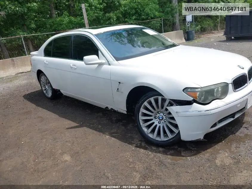 2004 BMW 745Li VIN: WBAGN63464DS47181 Lot: 42236487