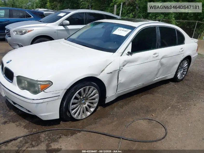 2004 BMW 745Li VIN: WBAGN63464DS47181 Lot: 42236487