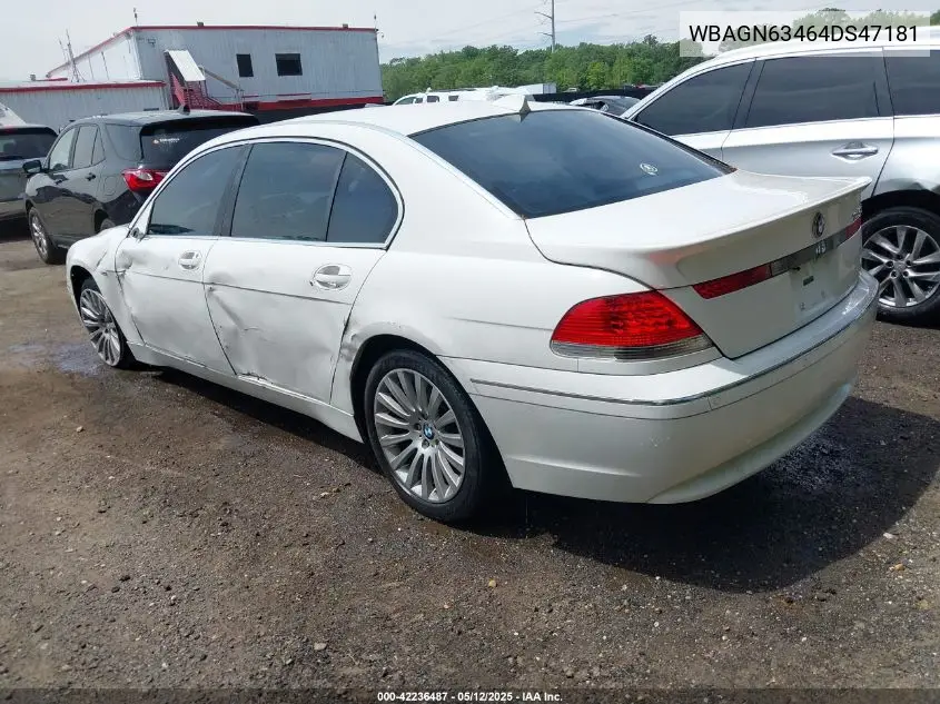 2004 BMW 745Li VIN: WBAGN63464DS47181 Lot: 42236487