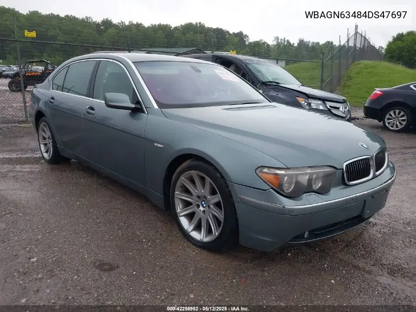 2004 BMW 745Li VIN: WBAGN63484DS47697 Lot: 42256952