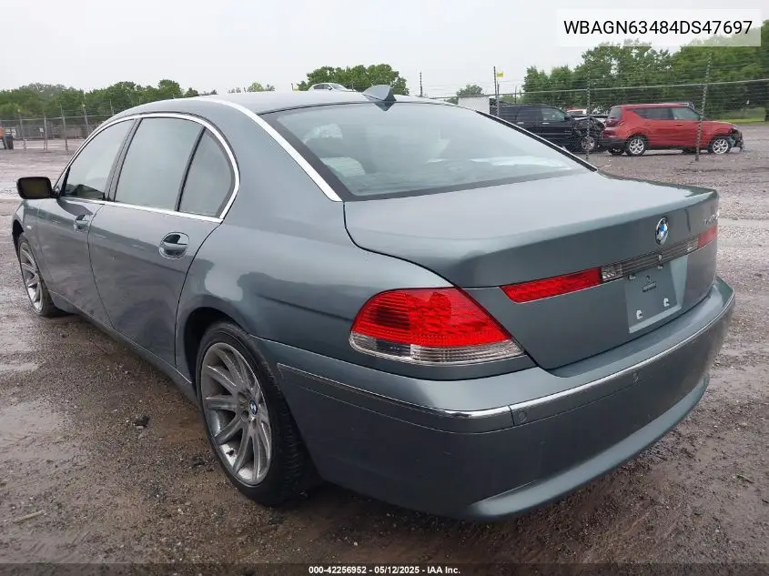 2004 BMW 745Li VIN: WBAGN63484DS47697 Lot: 42256952
