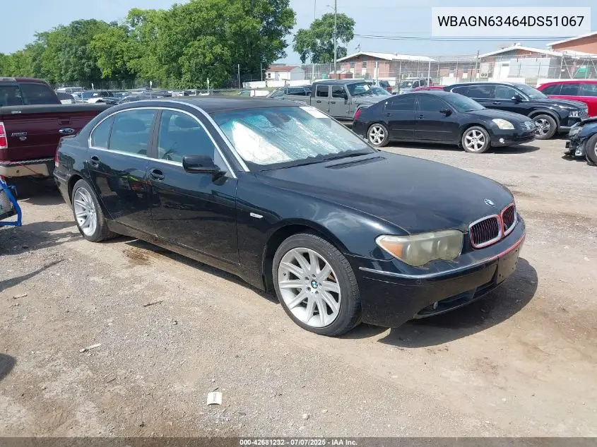 2004 BMW 745Li VIN: WBAGN63464DS51067 Lot: 42681232