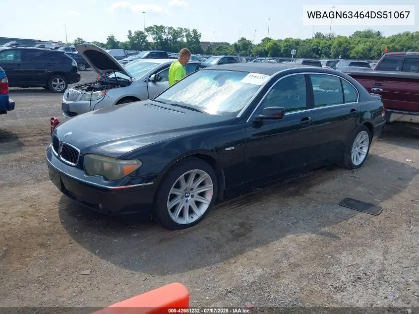 2004 BMW 745Li VIN: WBAGN63464DS51067 Lot: 42681232