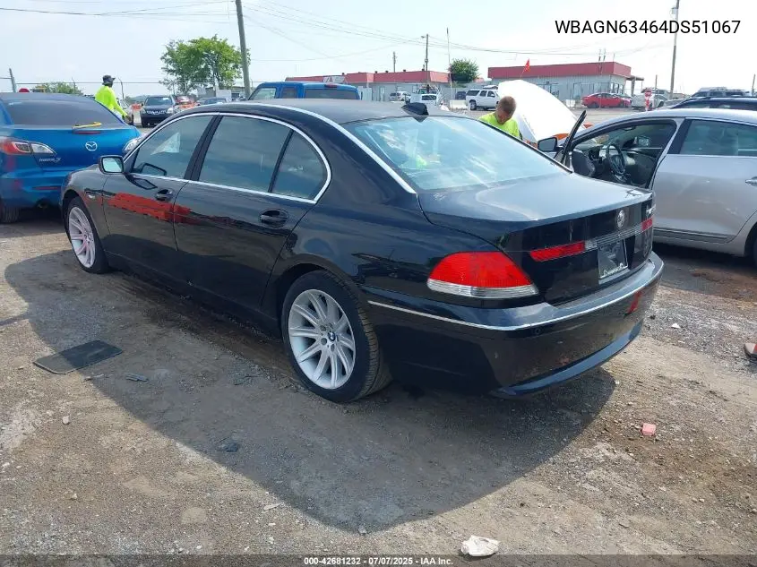 2004 BMW 745Li VIN: WBAGN63464DS51067 Lot: 42681232