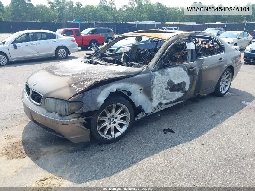 2004 BMW 745Li VIN: WBAGN63454DS46104 Lot: 42686588
