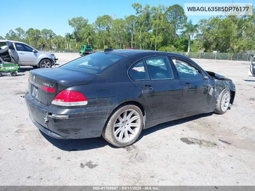 2005 BMW 745I VIN: WBAGL63585DP76177 Lot: 41769687
