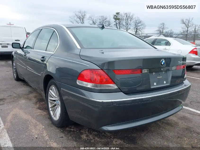 2005 BMW 745Li VIN: WBAGN63595DS56807 Lot: 42018921