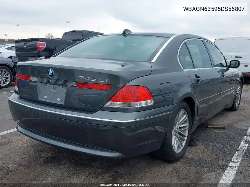 2005 BMW 745Li VIN: WBAGN63595DS56807 Lot: 42018921