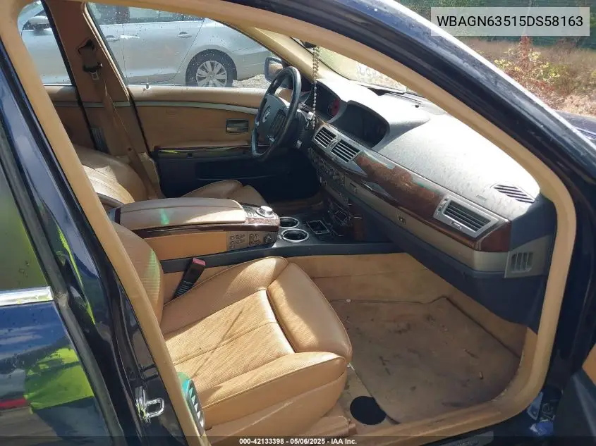 2005 BMW 745Li VIN: WBAGN63515DS58163 Lot: 42133398