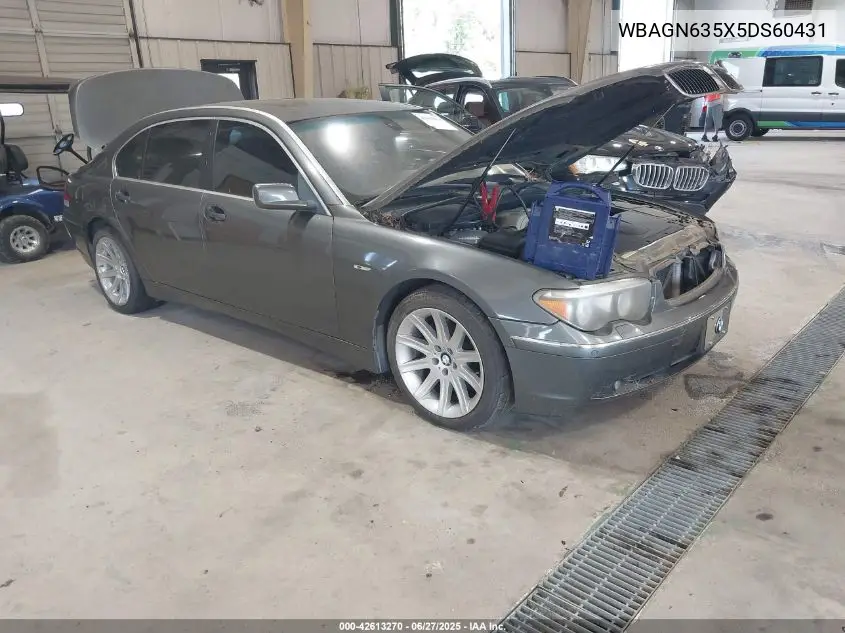 2005 BMW 745Li VIN: WBAGN635X5DS60431 Lot: 42613270