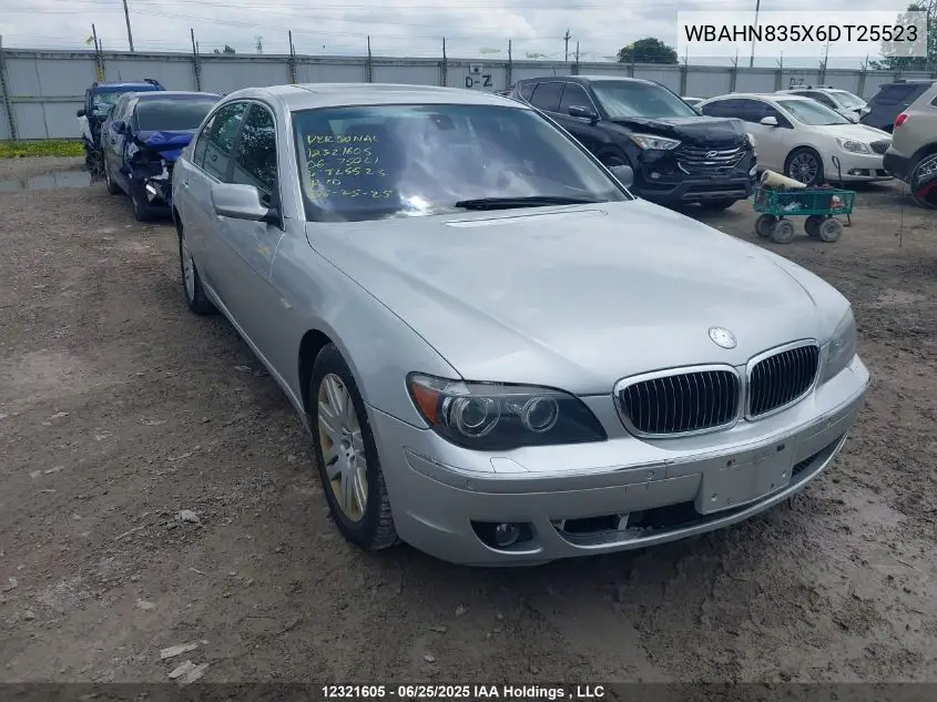 2006 BMW 750 Li VIN: WBAHN835X6DT25523 Lot: 12321605