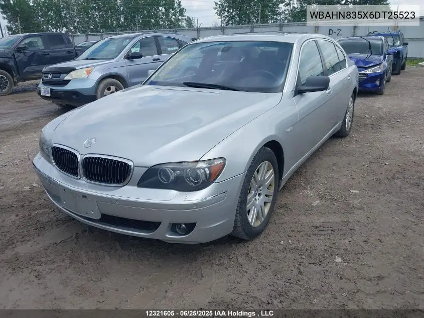 2006 BMW 750 Li VIN: WBAHN835X6DT25523 Lot: 12321605