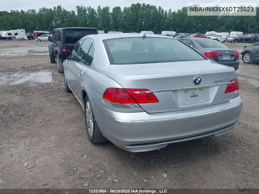 2006 BMW 750 Li VIN: WBAHN835X6DT25523 Lot: 12321605