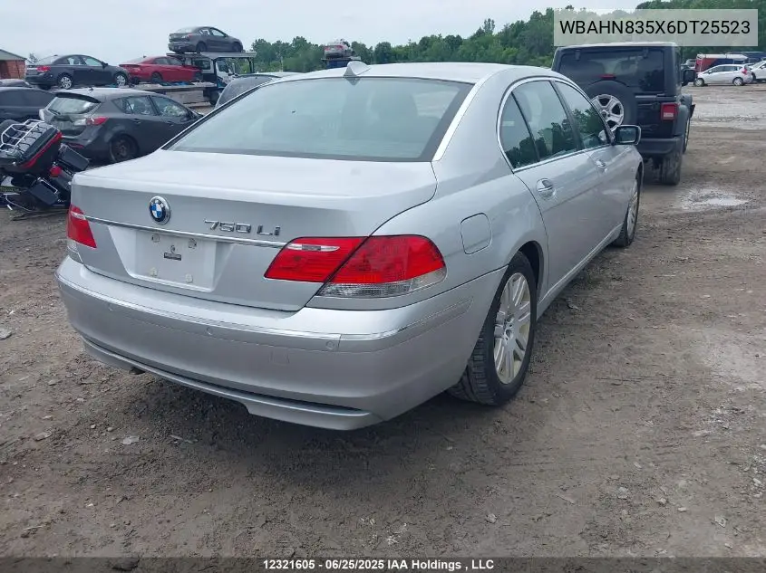2006 BMW 750 Li VIN: WBAHN835X6DT25523 Lot: 12321605