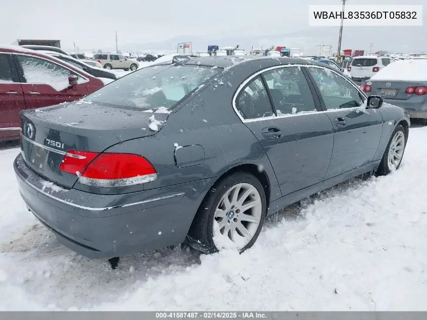 2006 BMW 750I VIN: WBAHL83536DT05832 Lot: 41587487