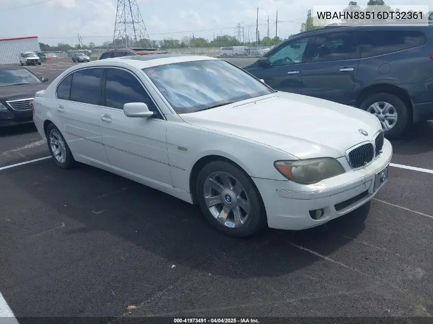 2006 BMW 750Li VIN: WBAHN83516DT32361 Lot: 41973491