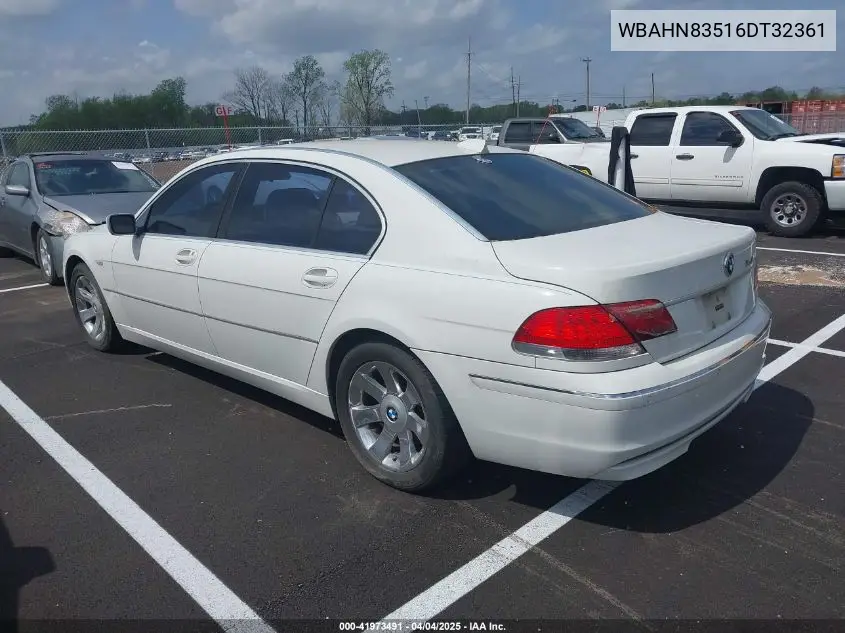 2006 BMW 750Li VIN: WBAHN83516DT32361 Lot: 41973491