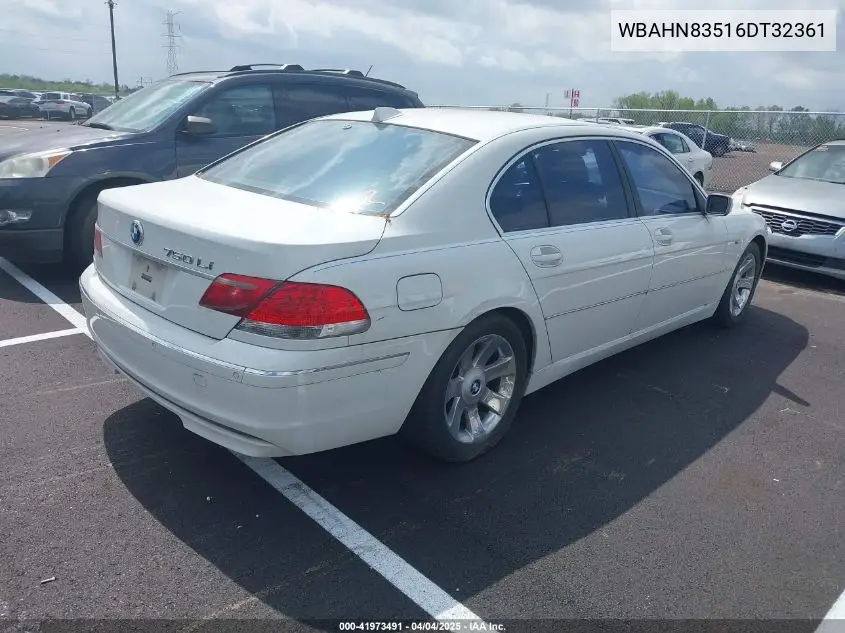 2006 BMW 750Li VIN: WBAHN83516DT32361 Lot: 41973491
