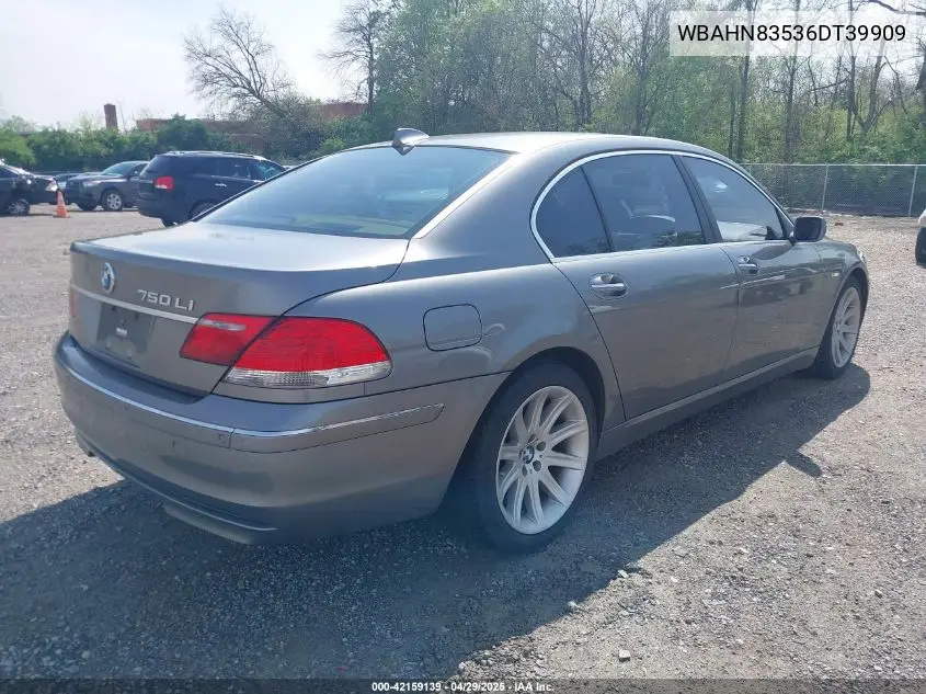 2006 BMW 750Li VIN: WBAHN83536DT39909 Lot: 42159139