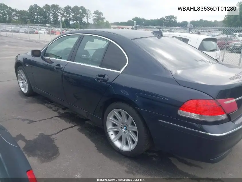 2006 BMW 750I VIN: WBAHL83536DT01280 Lot: 42434025