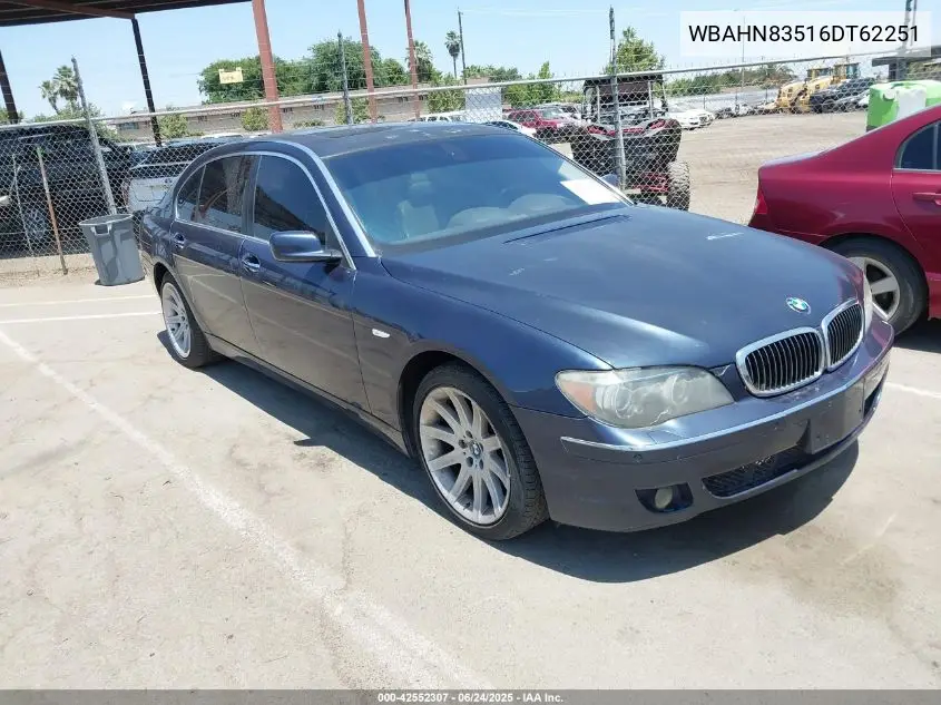 2006 BMW 750Li Li VIN: WBAHN83516DT62251 Lot: 42552307