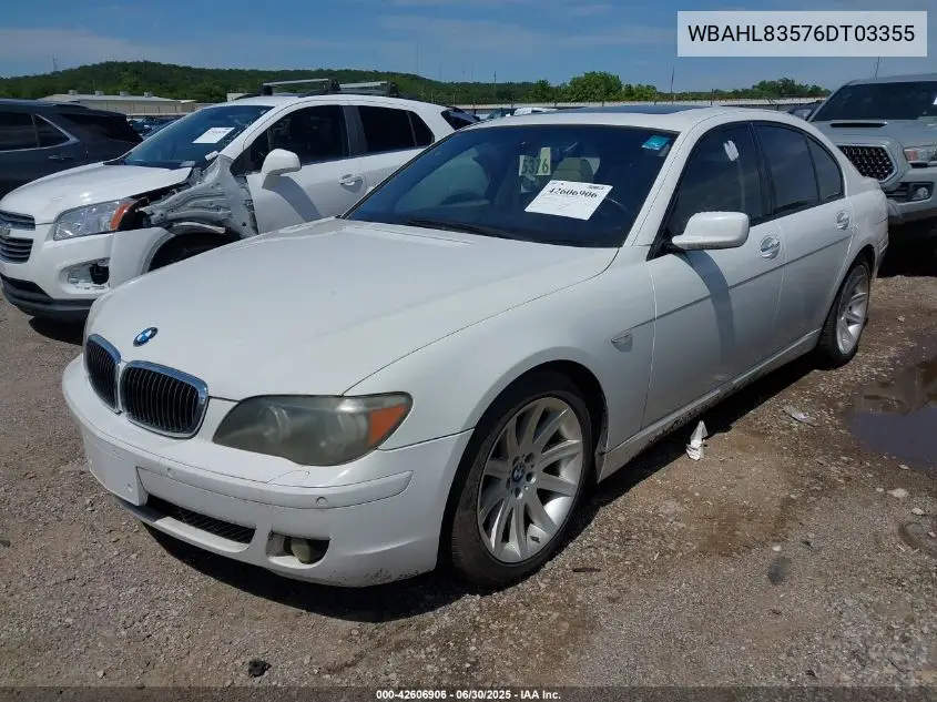 2006 BMW 750I VIN: WBAHL83576DT03355 Lot: 42606906