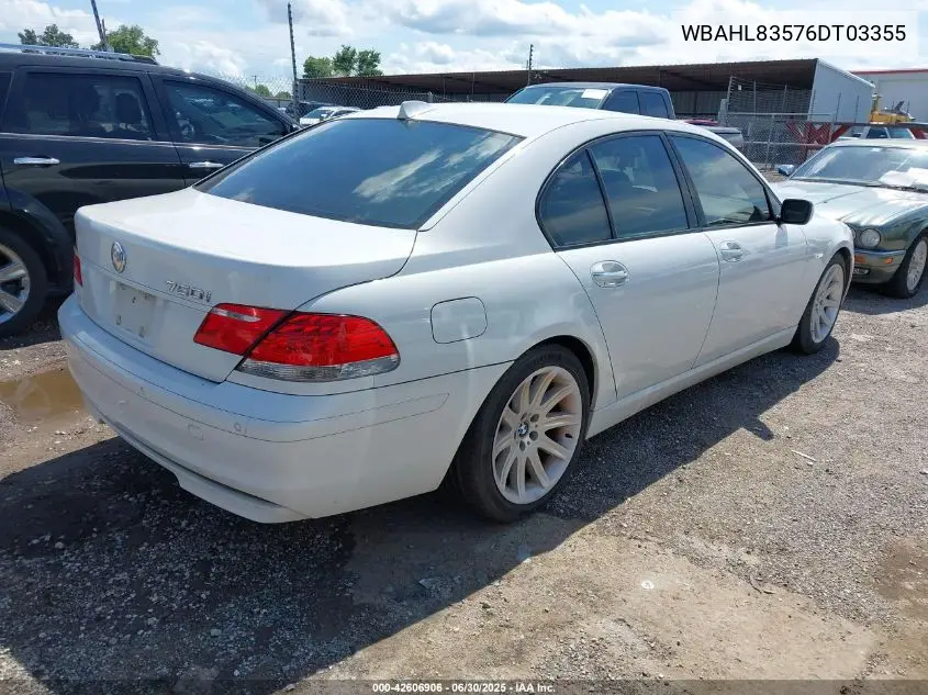 2006 BMW 750I VIN: WBAHL83576DT03355 Lot: 42606906