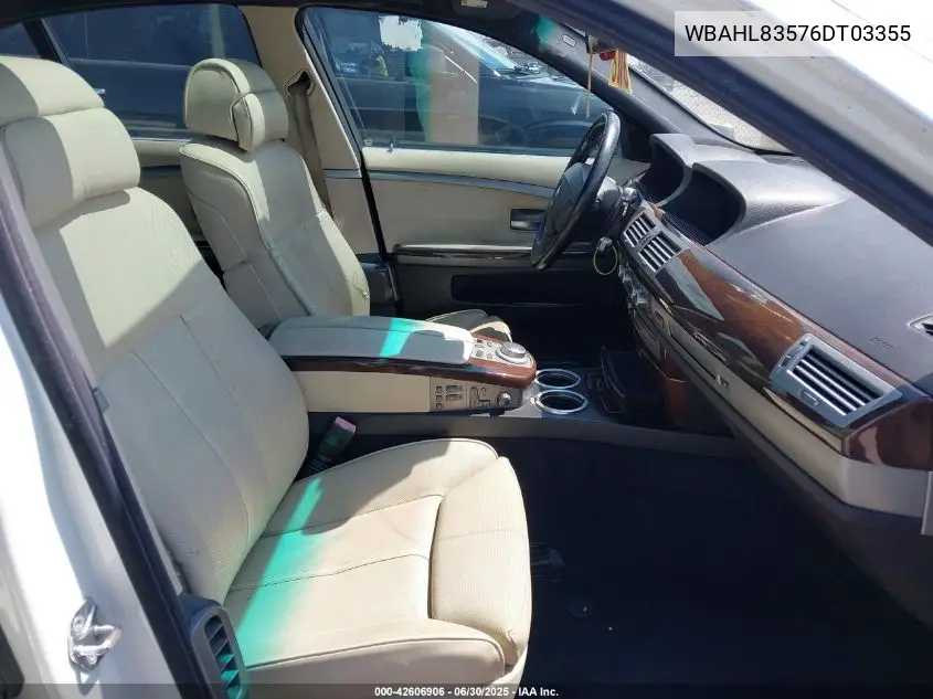 2006 BMW 750I VIN: WBAHL83576DT03355 Lot: 42606906