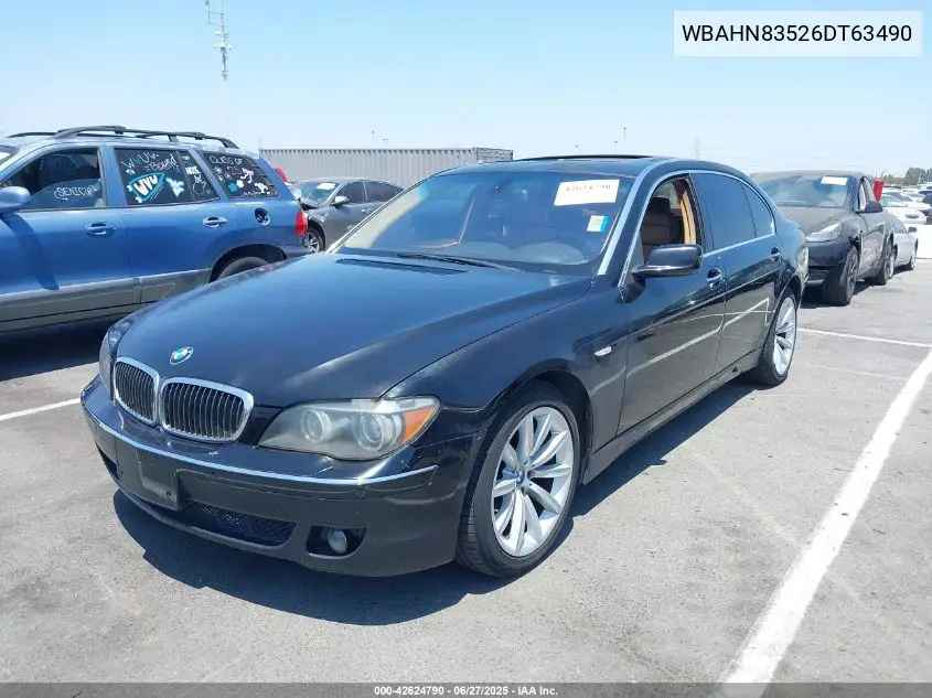 2006 BMW 750Li VIN: WBAHN83526DT63490 Lot: 42624790